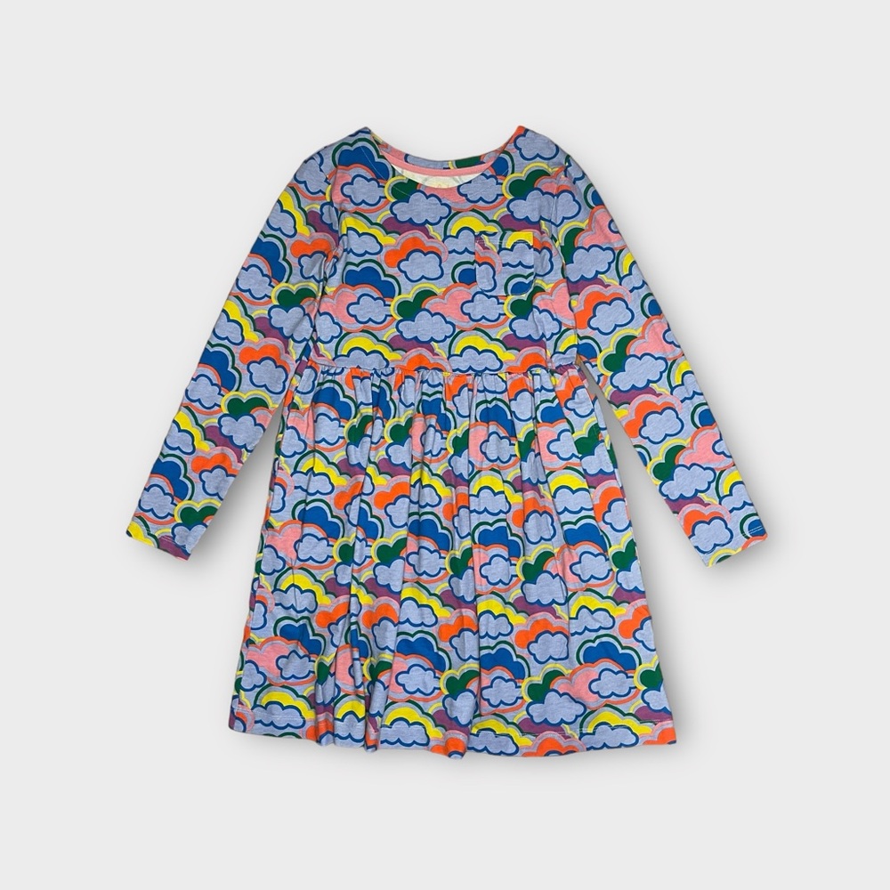 Mini Boden Colorful Cloud Allover Long Sleeve Pocket Dress